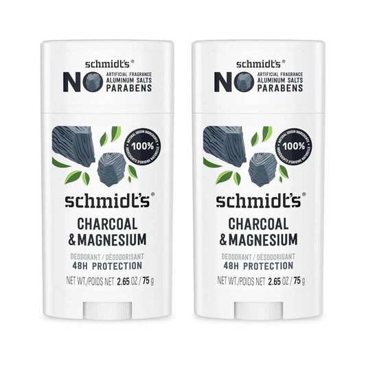 Schmidt's Deodorant Charcoal & Magnesium 2 Count 2.65 oz 48H