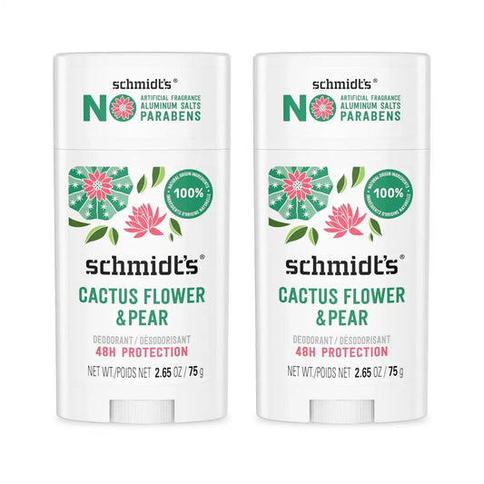 Schmidt's Aluminum-Free Vegan Deodorant Cactus Flower & Pear 2.65 oz 2 ct