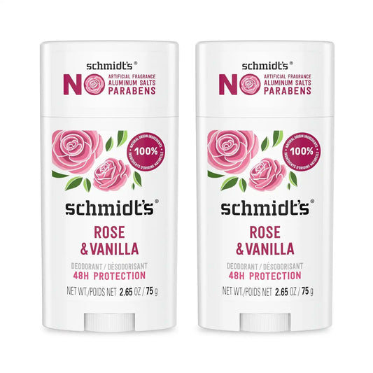 Schmidt's Aluminum-Free Vegan Deodorant Rose & Vanilla 2.65 oz 2 Count