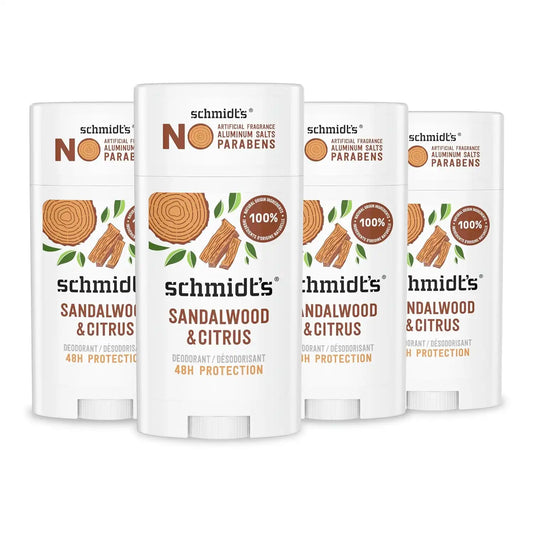 Schmidt's Aluminum-Free Vegan Deodorant Sandalwood & Citrus 2.65 oz 4 Count