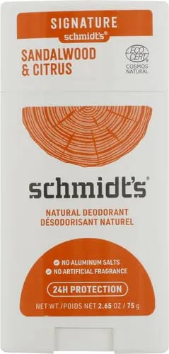 Schmidt's Aluminum-Free Vegan Deodorant Sandalwood & Citrus for Women and Men, with 24 Hour Odor Protection, Natural Ingredients, Cruelty-Free, 2.6 Ounce (Pack of 12)